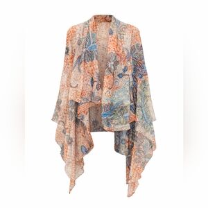 Accents by Lavello Convertible Chiffon Vest Paisley Boho One Size